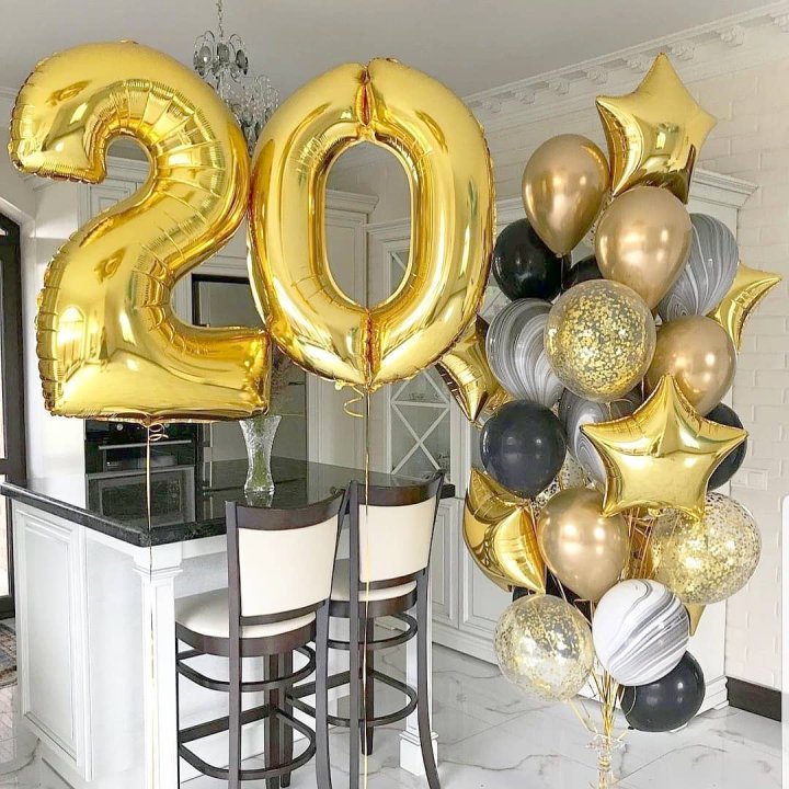 Фольгированный шар Золотая Цифра в Кемерово