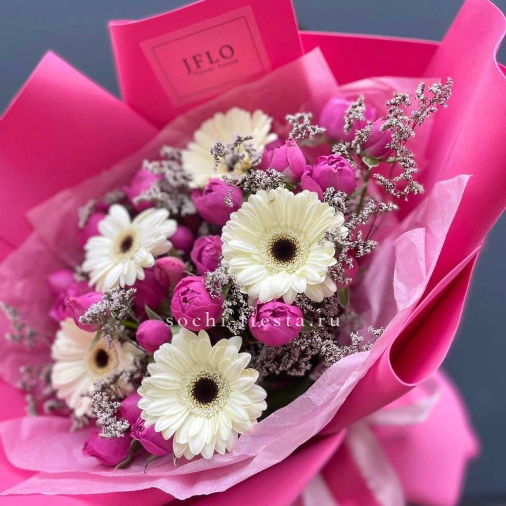 Букет гербер и мисти бабблс  в Кемерово