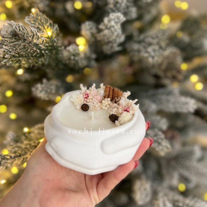 Свеча ароматическая в гипсе Руки с корицей в Кемерово