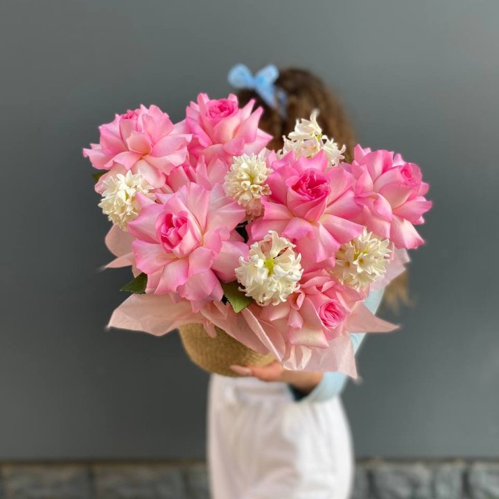 Дуо розы и гиацинты в Кемерово