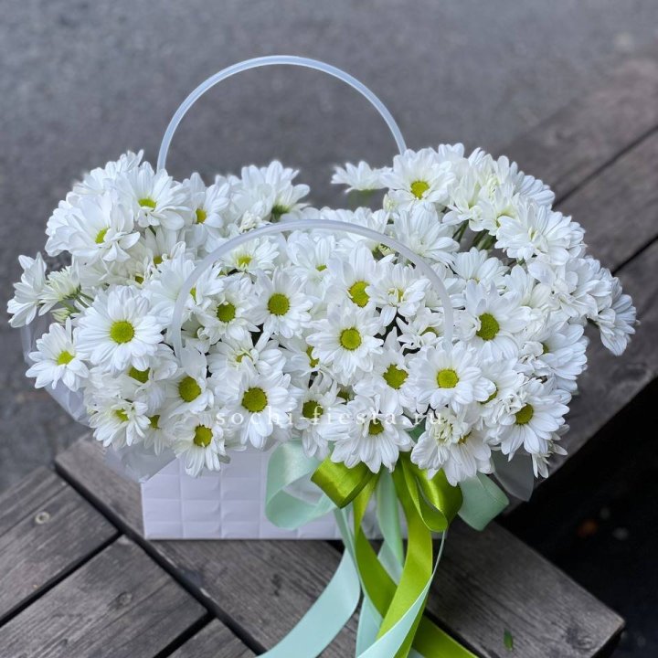 Сумка с хризантемами ромашками в Кемерово