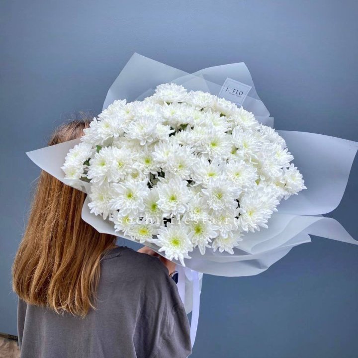 Букет хризантем "Белая снежинка" в Кемерово