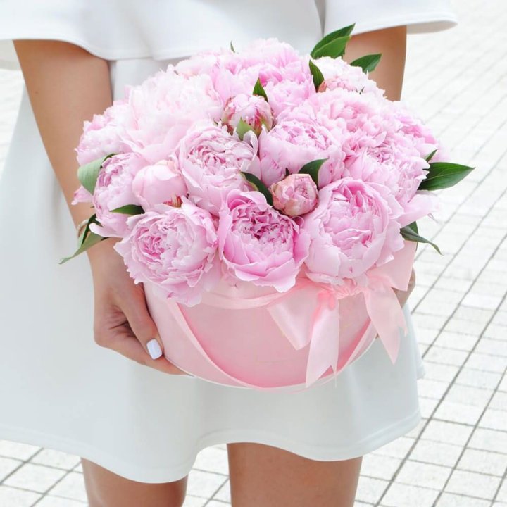 Пионы в шляпной коробке в Кемерово