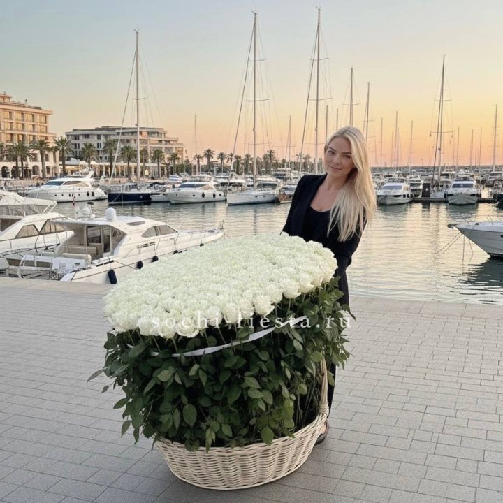 301 высокая роза в корзине в Кемерово