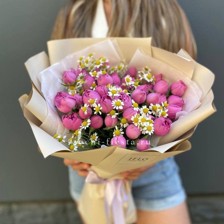 Дуобукет мисти с ромашками  в Кемерово