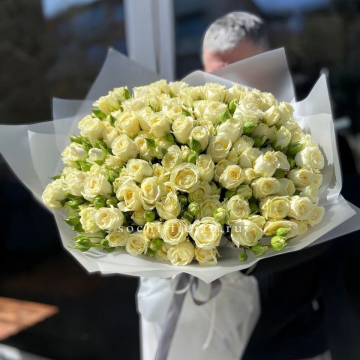 Белые кустовые розы 31 шт в Кемерово