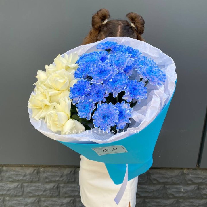 Дуо букет розы и хризантема в Кемерово