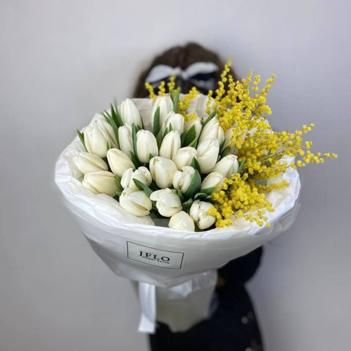 Дуо тюльпан и мимоза в Кемерово