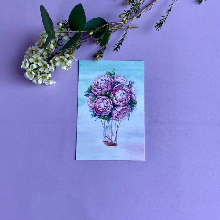 Открытка к букету "Пион" в Кемерово