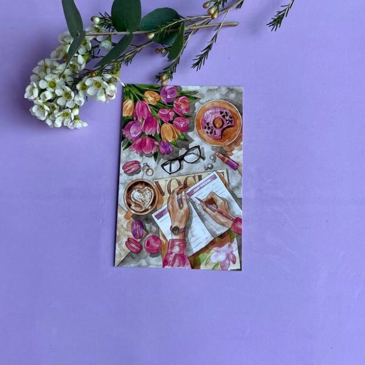 Открытка к букету "Леди на работе" в Кемерово