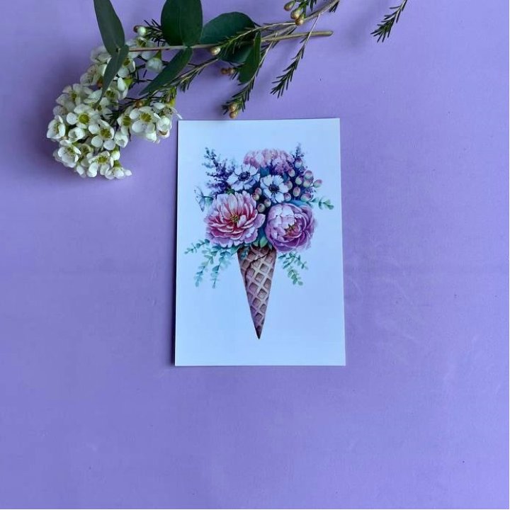 Открытка к букету "Цветочно-кремовый" в Кемерово