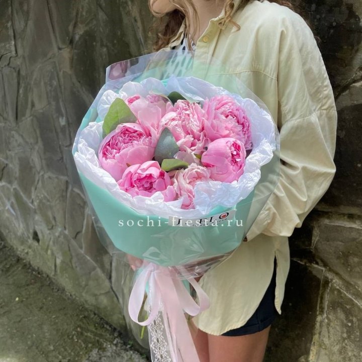 7 зефирных пионов в фоамиране в Кемерово