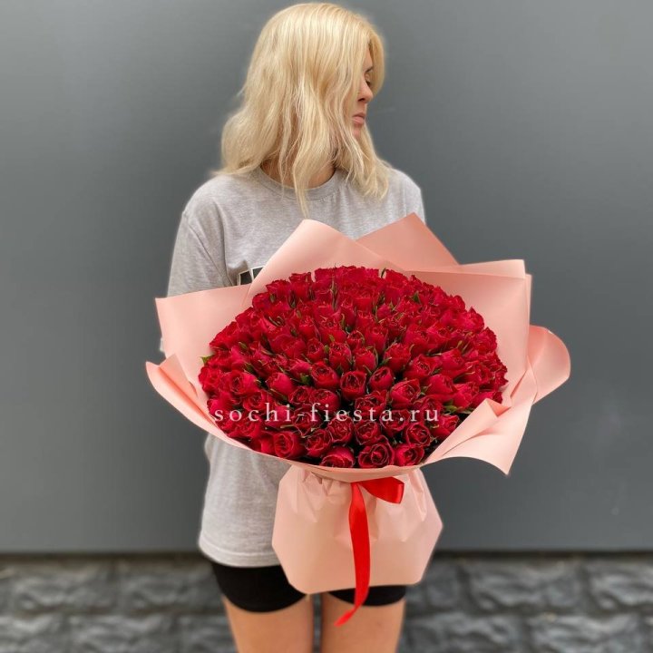 101  красная кенийская роза  в Кемерово