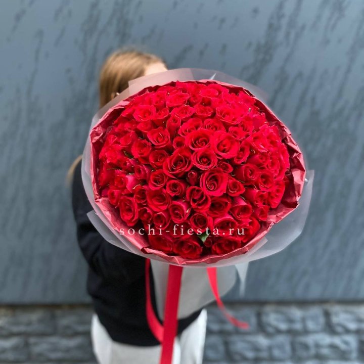 101  красная кенийская роза  в Кемерово