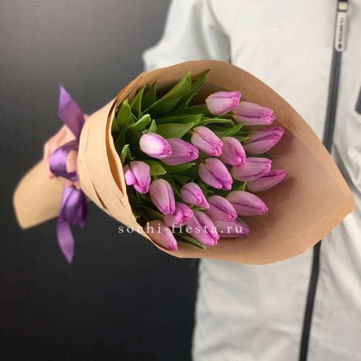 19 розовых  тюльпанов в Кемерово
