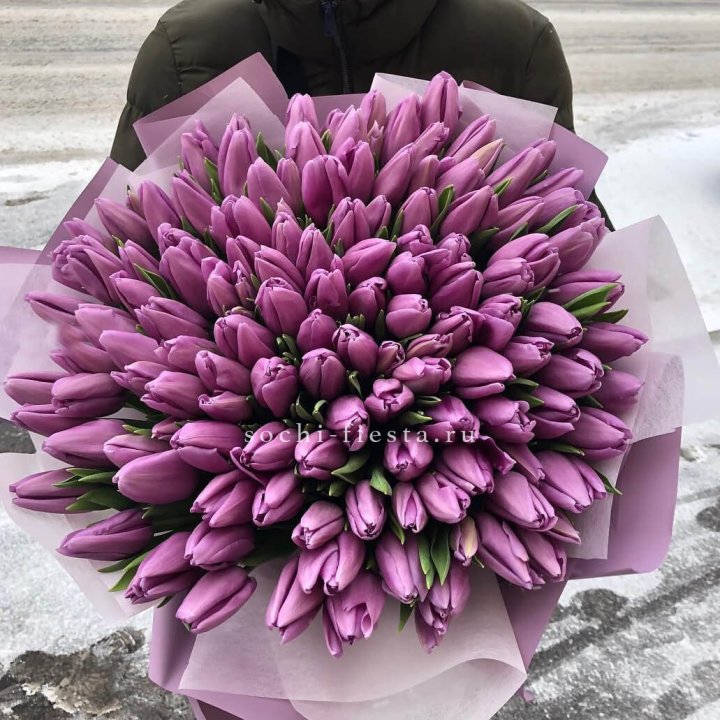 101 сиреневый тюльпан в Кемерово